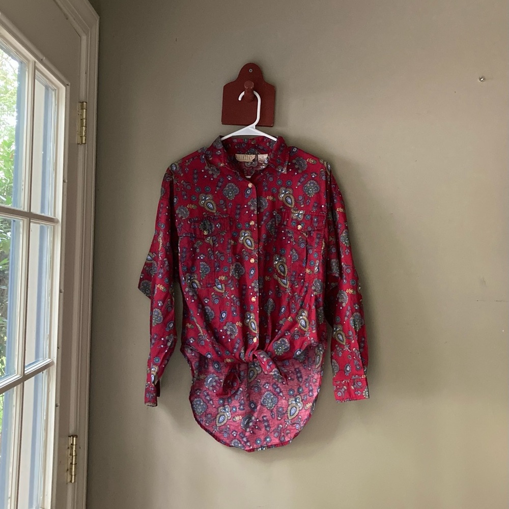 Vintage Cristina Paisley Print Button Down Shirt M